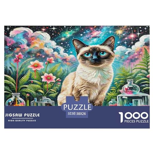 Siamisches Kätzchen 1000-teiliges Tier Puzzles Premium Quality Familienspiel - Home Room Decoration Für Erwachsene Und Kinder Ab 12 Jahren Buntes Spielzeug 38x26cm/1000pcs von MMDASBVPE