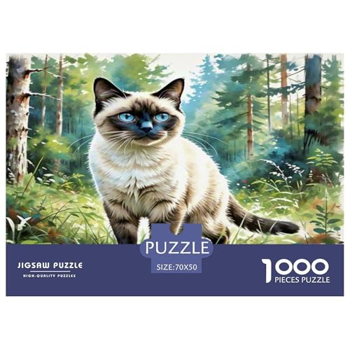 Siamisches Kätzchen 1000-teiliges Tier Puzzles Premium Quality Familienspiel - Home Room Decoration Für Erwachsene Und Kinder Ab 12 Jahren Wertvoll Geschenk Für 70x50cm/1000pcs von MMDASBVPE