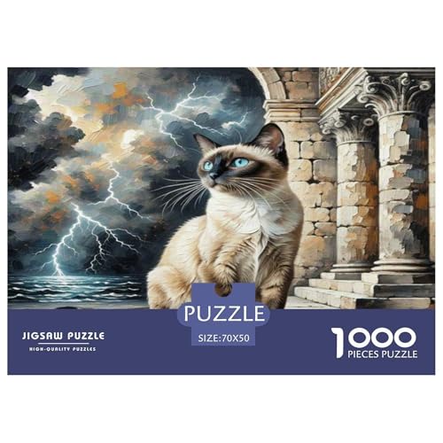 Siamisches Kätzchen 1000-teiliges Tier Puzzles Premium Quality Familienspiel - Home Room Decoration Für Erwachsene Und Kinder Ab 12 Jahren Wertvoll Geschenk Für 70x50cm/1000pcs von MMDASBVPE