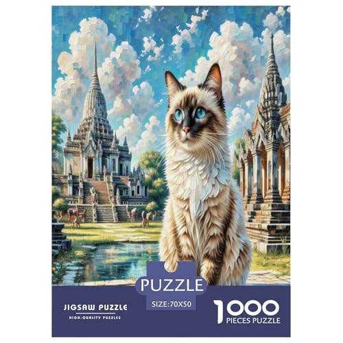 Siamisches Kätzchen 1000-teiliges Tier Puzzles Premium Quality Familienspiel - Home Room Decoration Für Erwachsene Und Kinder Ab 12 Jahren Wertvoll Geschenk Für 70x50cm/1000pcs von MMDASBVPE