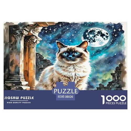 Siamisches Kätzchen 1000-teiliges Tier Puzzles Premium Quality Pädagogisch - Home Room Decoration Für Erwachsene Und Kinder Ab 12 Jahren Buntes Spielzeug 38x26cm/1000pcs von MMDASBVPE