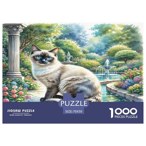 Siamisches Kätzchen 1000-teiliges Tier Puzzles Premium Quality Pädagogisch - Home Room Decoration Für Erwachsene Und Kinder Ab 12 Jahren Buntes Spielzeug 70x50cm/1000pcs von MMDASBVPE
