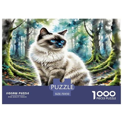 Siamisches Kätzchen 1000-teiliges Tier Puzzles Premium Quality Pädagogisch - Home Room Decoration Für Erwachsene Und Kinder Ab 12 Jahren Wertvoll Geschenk Für 70x50cm/1000pcs von MMDASBVPE