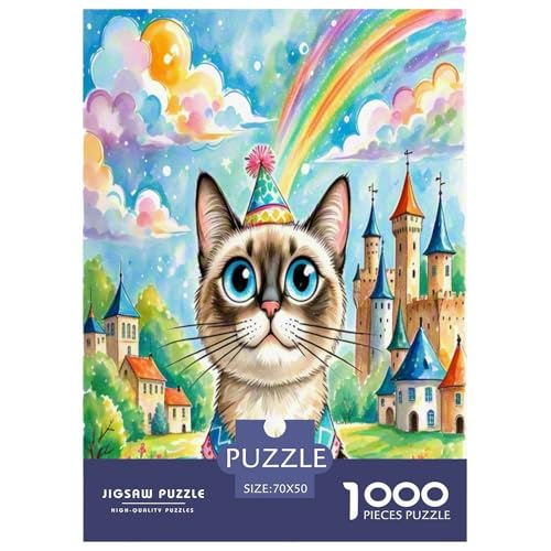 Siamisches Kätzchen 1000-teiliges Tier Puzzles Premium Quality Pädagogisch - Home Room Decoration Für Erwachsene Und Kinder Ab 12 Jahren Wertvoll Geschenk Für 70x50cm/1000pcs von MMDASBVPE