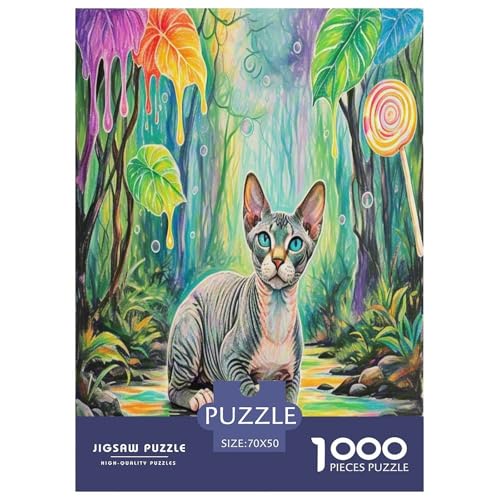 Sphinx Katze 1000-teiliges Tier Puzzles Premium Quality Pädagogisch - Home Room Decoration Für Erwachsene Und Kinder Ab 12 Jahren Buntes Spielzeug 70x50cm/1000pcs von MMDASBVPE