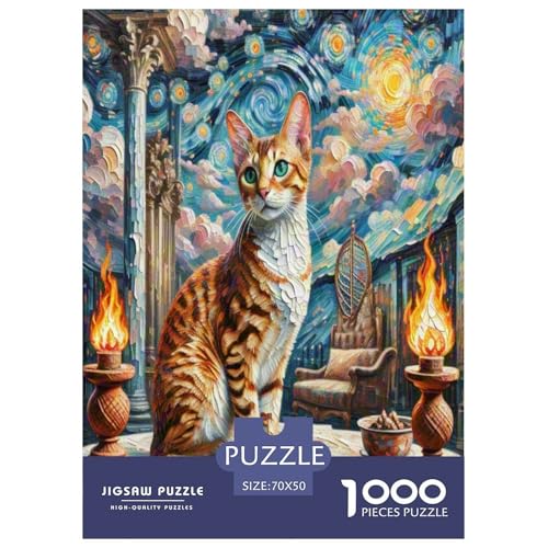 Sphinx Katze 1000-teiliges Tier Puzzles Premium Quality Pädagogisch - Home Room Decoration Für Erwachsene Und Kinder Ab 12 Jahren Buntes Spielzeug 70x50cm/1000pcs von MMDASBVPE