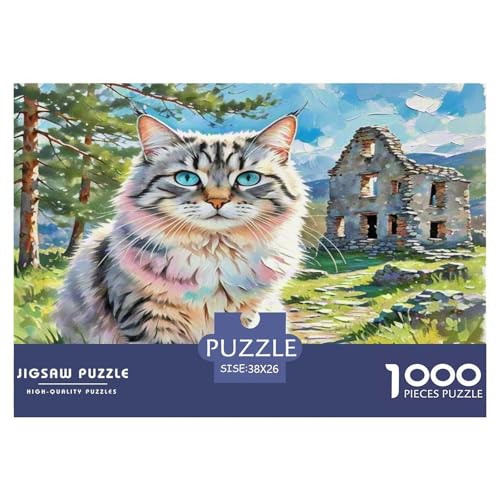 Sphinx Katze 1000-teiliges Tier Puzzles Premium Quality Pädagogisch - Home Room Decoration Für Erwachsene Und Kinder Ab 12 Jahren Wertvoll Geschenk Für 38x26cm/1000pcs von MMDASBVPE