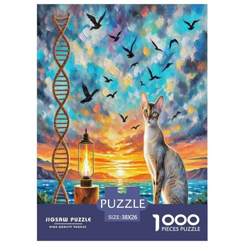 Sphinx Katze 1000-teiliges Tier Puzzles Premium Quality Pädagogisch - Home Room Decoration Für Erwachsene Und Kinder Ab 12 Jahren Wertvoll Geschenk Für 38x26cm/1000pcs von MMDASBVPE