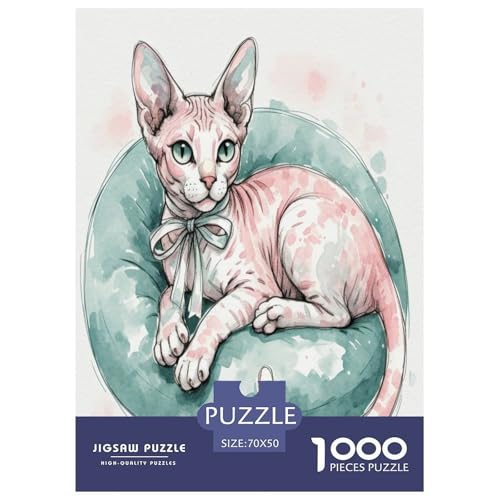 Sphinx Katze 1000-teiliges Tier Puzzles Premium Quality Pädagogisch - Home Room Decoration Für Erwachsene Und Kinder Ab 12 Jahren Wertvoll Geschenk Für 70x50cm/1000pcs von MMDASBVPE