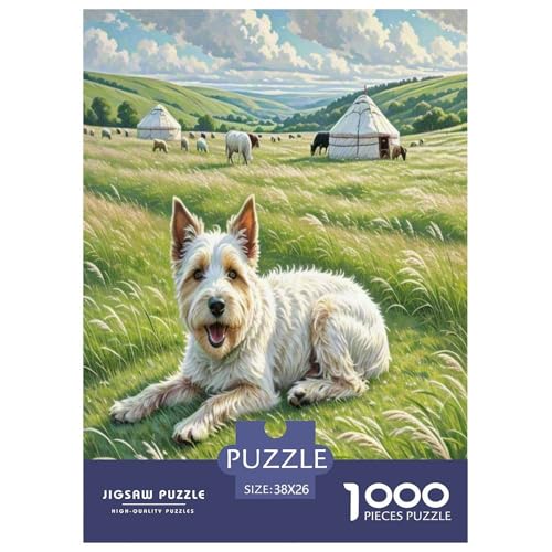 Walisischer Terrier 1000 Teile Tierhund Puzzles Premium Quality Pädagogisch - Home Room Decoration Für Erwachsene Und Kinder Ab 12 Jahren Buntes Spielzeug 38x26cm/1000pcs von MMDASBVPE