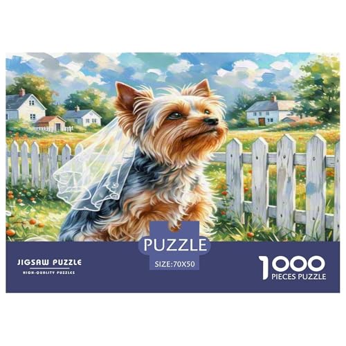 Yorkshire Terrier 1000 Teile Tierhund Puzzles Premium Quality Familienspiel - Home Room Decoration Erwachsene Und Kinder Buntes Spielzeug 70x50cm/1000pcs von MMDASBVPE