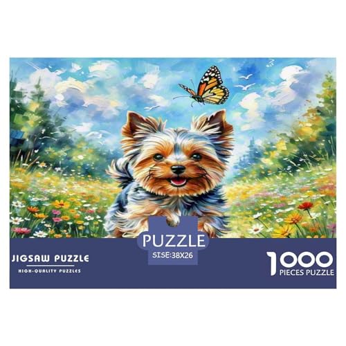 Yorkshire Terrier 1000-teiliges Tierhund Puzzles Premium Quality Familienspiel - Home Room Decoration Erwachsene Und Kinder Buntes Spielzeug 38x26cm/1000pcs von MMDASBVPE