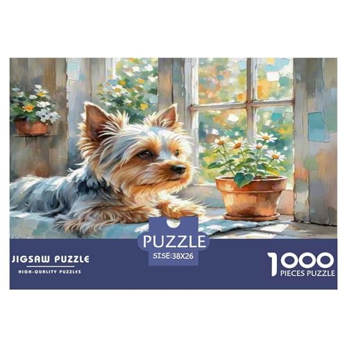 Yorkshire Terrier 1000-teiliges Tierhund Puzzles Premium Quality Pädagogisch - Home Room Decoration Erwachsene Und Kinder Buntes Spielzeug 38x26cm/1000pcs von MMDASBVPE