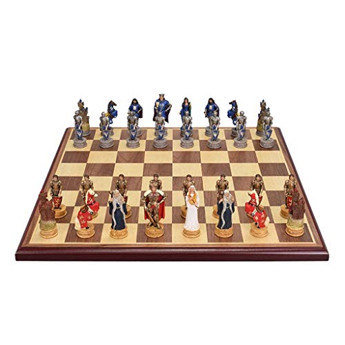 Chess Upscale Chess Set Character Resin Chess Pieces MDF Chess Board Retro Desktop Entertainment Chess Games Gift Chess Set (Style a) von MMFGFDSAJKYGD