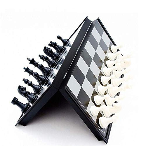 Klassisches, faltbares, magnetisches Holz-Schachspielbrett-Set mit Holzhandwerk und Schachbrettschlitzen, Schach für Gehirntraining (Unterhaltungspuzzle, Familie) von MMFGFDSAJKYGD