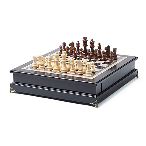 Premium Classic Wooden Chess Game Set with Storage Drawers Cherry Wood Chess Set with Storage Handmade Game Board for Adult Kids Beginner Large Chess House Decor von MMFGFDSAJKYGD