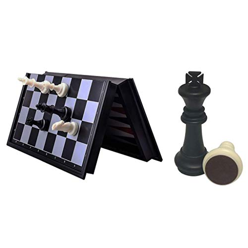 Quality Chess 3 in 1 Chess Checkers Backgammon Set Travel Plastic Chess Game Magnetic Chess Pieces Folding Checkerboard Gift Entertainment Handmade (Leisure Puzzle Entertainment) (Black White 36 von MMFGFDSAJKYGD
