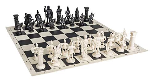 Schach Holzbrett Schachset Schachbrett Schwarz und Weiß Größe 43.9 cm Römische Schachfiguren 7,5 cm von MMFGFDSAJKYGD