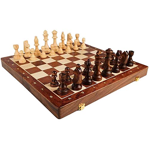 Schach-Set aus Holz, faltbar, mit tragbarem Premium-Walnuss-Schach-Set (39 cm) von MMFGFDSAJKYGD