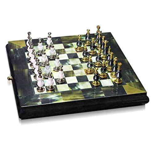 Schach Standard Schachset Family International Zinklegierung Schachornamente mit Aufbewahrungsschublade Geschenke für Schachliebhaber/Anfänger (1) von MMFGFDSAJKYGD