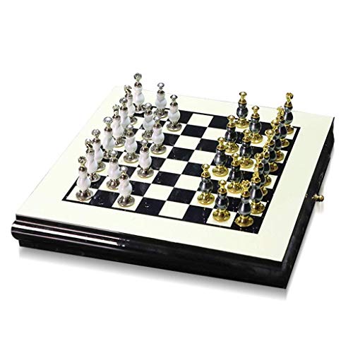 Schach Standard Schachset Family International Zinklegierung Schachornamente mit Aufbewahrungsschublade Geschenke für Schachliebhaber/Anfänger (3) von MMFGFDSAJKYGD