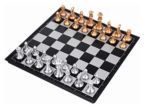 Schachset für Erwachsene Schachsets Internationales Schach Exquisite Verarbeitung mit Magnetbegrenzung Schach Leicht zu unterstützende Erwachsene/Kind Training Special Gold und Silber Schach Praktisch von MMFGFDSAJKYGD
