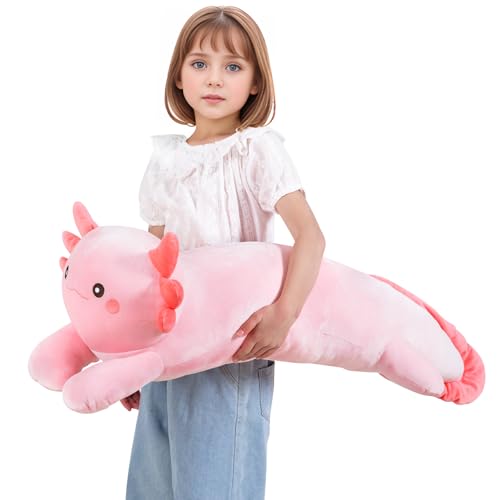 MMguai Großes Axolotl Plüsch-Stofftier, 101,6 cm, Axolotl rosa langes Plüschkissen, riesiges, weiches gefülltes Salamander-Plüschtier, Geschenk für Kinder, Jungen, Mädchen, Geburtstag, Urlaub MMguai Großes Axolotl Plüsch-Stofftier, 101,6 cm, Axolotl rosa langes Plüschkissen, riesiges, weiches gefülltes Salamander-Plüschtier, Geschenk für Kinder, Jungen, Mädchen, Geburtstag, Urlaub von MMguai