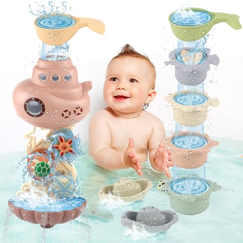 Badewannenspielzeug Baby Badespielzeug Baby ab 1 Jahr Wasserspielzeug Baby Badewannen Spielzeug Geschenke für Jungen Mädchen ab 1 2 3 4 5 6 Jahre Badespielzeug Spritztiere aus BPA-Freiem von MNFOFD