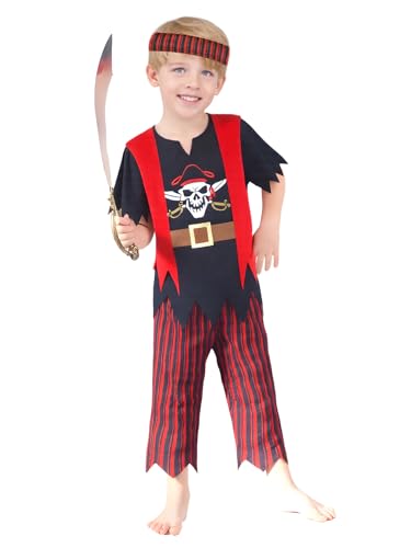 MNPET Piratenkostüm für Kinder, Jungen, Piratenkostüm, Set mit Zubehör für Verkleidungen, Rollenspiele, Party, 3-10 Jahre MNPET Piratenkostüm für Kinder, Jungen, Piratenkostüm, Set mit Zubehör für Verkleidungen, Rollenspiele, Party, 3-10 Jahre von MNPET