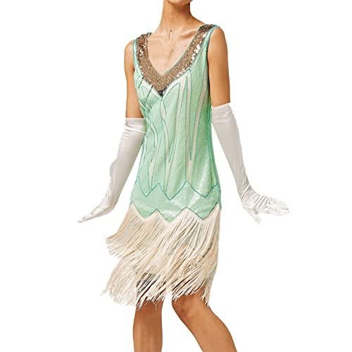 MNRIUOCII 1920s Kleid Damen Sexy V Ausschnitt Flapper Charleston Kleid 20er Jahre Retro Stil Great Gatsby Motto Party Damen Fasching Kostüm Kleid (Y1-A, XXL)… von MNRIUOCII