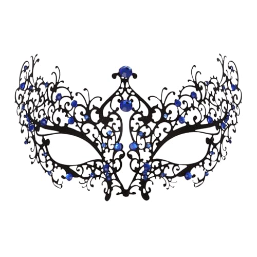 MNSWR Karneval Maske für Maskenball,Maske Maskenball Frau Venezianische Maske Karneval Spitzenmaske Set,Venezianische High-End Metall mit Diamanten hohle Maske Eisenmasken für die Maskerade Party Requ von MNSWR