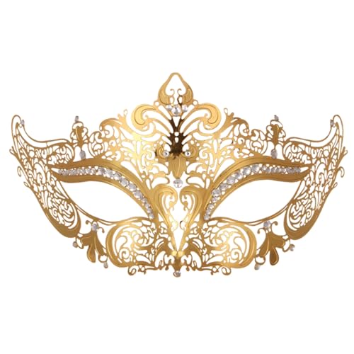 MNSWR Karneval Masken Kostüm,Maskenball Damen Venezianische Karnevalsmaske Augenmaske,Venezianische Hochwertige Metall mit Diamant Hohlmaske Eisenmaske Maskerade Requisiten,Gold MNSWR Karneval Masken Kostüm,Maskenball Damen Venezianische Karnevalsmaske Augenmaske,Venezianische Hochwertige Metall mit Diamant Hohlmaske Eisenmaske Maskerade Requisiten,Gold von MNSWR