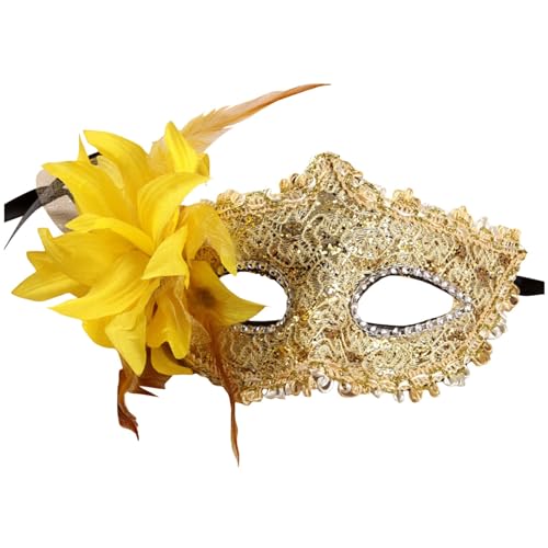 MNSWR Karneval Maskenball Masken,Maske Maskenball Venezianische-Masken Metall Mesh Maske,Damen Fashion Masken High-End Strass Leder Masken Lilie Seite plus Blume Ball Masken,Gelb MNSWR Karneval Maskenball Masken,Maske Maskenball Venezianische-Masken Metall Mesh Maske,Damen Fashion Masken High-End Strass Leder Masken Lilie Seite plus Blume Ball Masken,Gelb von MNSWR