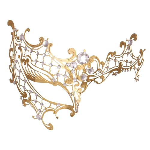 MNSWR Karneval Maskerade Ball Maske,Maskenball Maske Männer Venezianische Maske Damen Spitze Maske Fasching Venedig,Venezianische High-End Metall mit Diamanten hohle Maske Eisenmaske Maskerade Requisi von MNSWR