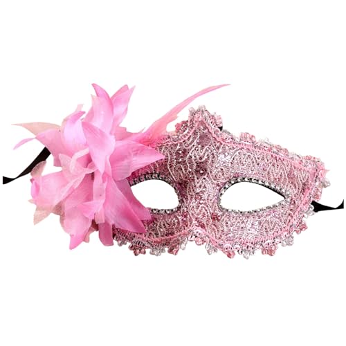 MNSWR Karneval Venezianische Masquerade Masken,Maskenball Damen Venezianische Maske Karneval Venezianische Masken Set,Damen Fashion Masken High-End Strass Leder Masken Lilie Seite plus Blume Ball Mask von MNSWR