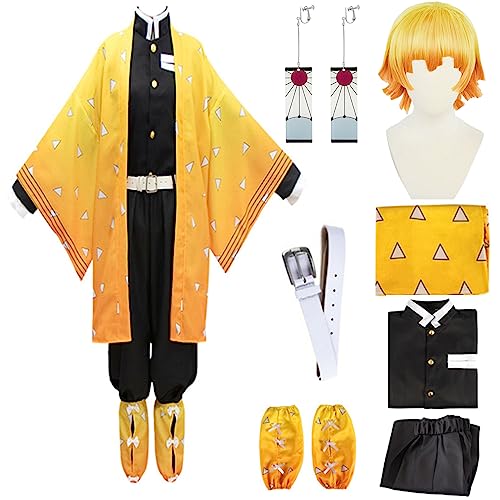 Moalioi Anime-Cosplay-Set, alle Anime-Cosplay-Kimono-Kostüme, Erwachsene/Perücken, eine Vielzahl von Stilen zur Auswahl, Zenitsu Perücke, M von MOALIOI