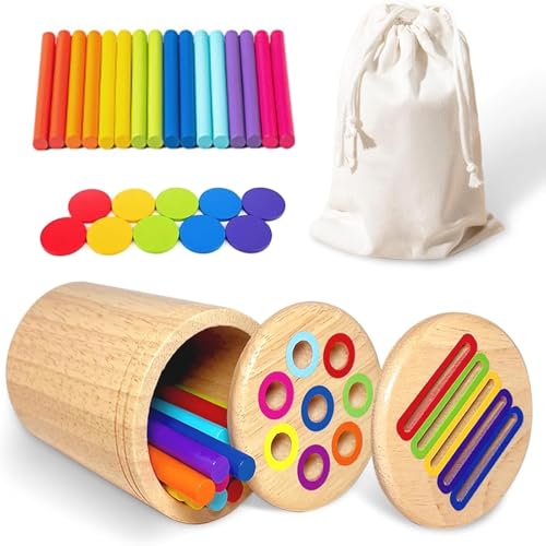 MOAZIFI HaoVrisn Montessori Spielzeug ab 1 2 3 Jahre, Montessori Spielzeug, Sensorik Spielzeug Holz Sortier und Stapelspielzeug Holzspielzeug Steckspiel, Farbe Form Sortierspiel Kinderspielzeug von MOAZIFI