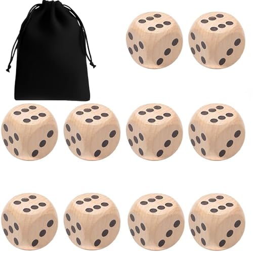 MOAZIFI 10 Stück Holzwürfel, Große Spielwürfel für Erwachsene und Kinder, 30 mm Lederpolierte Würfel für Tischspiele und Partys MOAZIFI 10 Stück Holzwürfel, Große Spielwürfel für Erwachsene und Kinder, 30 mm Lederpolierte Würfel für Tischspiele und Partys von MOAZIFI