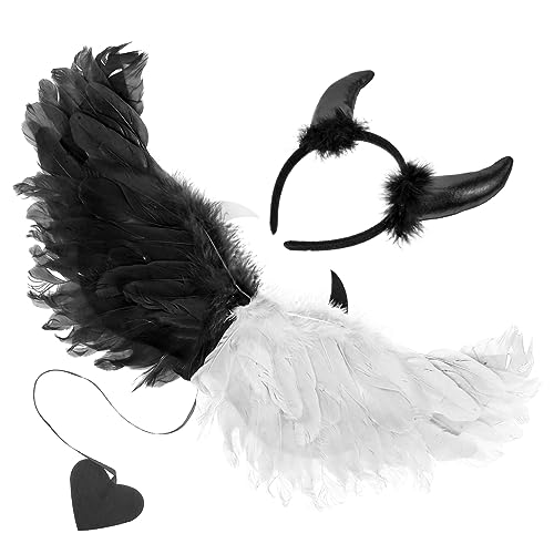 MOBUTOFU 1satz Cosplay Flügel Mit Haarreif Dekorative Halloween-accessoires Für Kostümpartys Masquerade Und Leichte Und Bequeme Und Teufelsflügel von MOBUTOFU