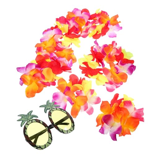 MOBUTOFU 1 Set Hawaiian Lei Tropisches Stirnband Hawaii Party Brille Hawaii Hawaii Party Requisiten Hawaii Blumen Halskette Luau Party Supplies Strandparty Brille Kostüm Zubehör von MOBUTOFU
