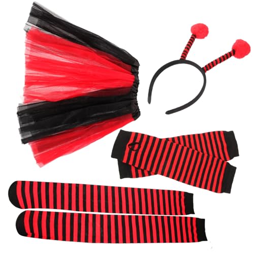 MOBUTOFU Süßes Partyzubehör Im Marienkäfer-stil Komplettes Anzug-set Stirnband Tutu Socken Für Marienkäfer-kostüme Halloween von MOBUTOFU