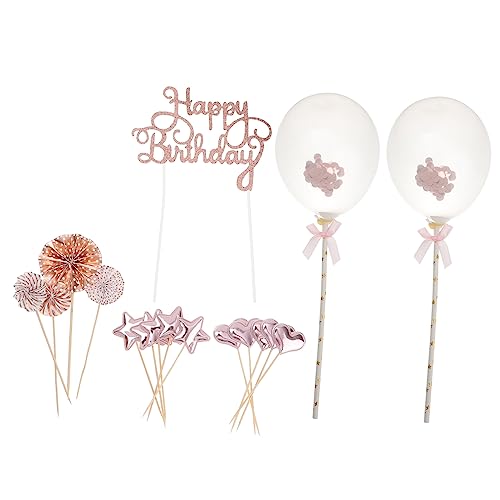 MOBUTOFU Happy Birthday Tortenstecker Happy Birthday Topper Set Rosé Cupcake Für Geburtstagsfeiern Dessert Topper Für Kuchen Und Muffins Tischdekoration Für Kindergeburtstage Und von MOBUTOFU
