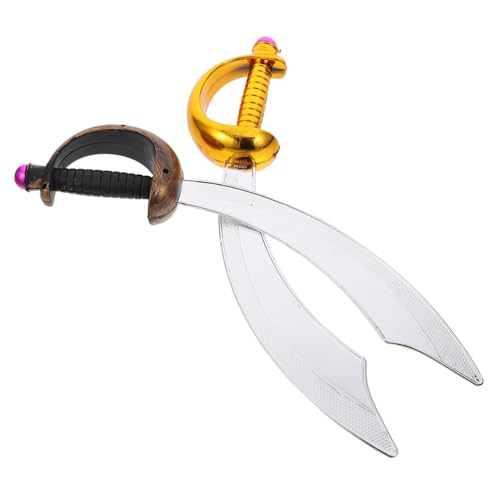 MOBUTOFU 2 Stück Piratenschwert Teilig Detailreiche Plastikspielzeug Säbel für Cosplay und Karneval Leicht Robust und Portabel Geeignet für Halloween Geburtstagsfeiern und Rollenspiele von MOBUTOFU