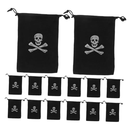 MOBUTOFU 24 Stücke Piraten Süßigkeiten Beutel Schädel Design Halloween Kordelzug Leckerli Taschen Für Kinder Party Favors von MOBUTOFU