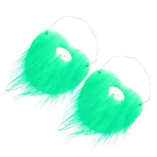 MOBUTOFU 2st Karnevalsgrüner Bart Schnurrbart-Ornament Kreative Bartdekoration Falscher Bart Und Schnurrbart Cosplay-bart Bartverlängerungen Für Männer Halloween-Requisiten Green Flanell von MOBUTOFU