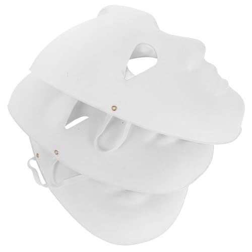 MOBUTOFU Bastelmasken Zum Dekorieren 3 Stück Weiße Papierzellstoffmasken Leere Masken Für Halloween Jungen Und Mädchen Kunst von MOBUTOFU