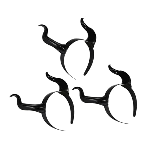 MOBUTOFU 3 Stück Halloween Teufelshörner Haarreif Leichter Kopfschmuck mit Stilvollen Hörnern Schwarzes Stirnband für Karneval Cosplay Fasching und Festival Party von MOBUTOFU