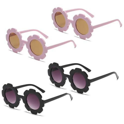MOBUTOFU 4 Stück Sonnenbrillen Sonnenblumenform Lustige Brille Leicht Komfortabel Für Mädchen Jungen Party Kostüm Zubehör von MOBUTOFU
