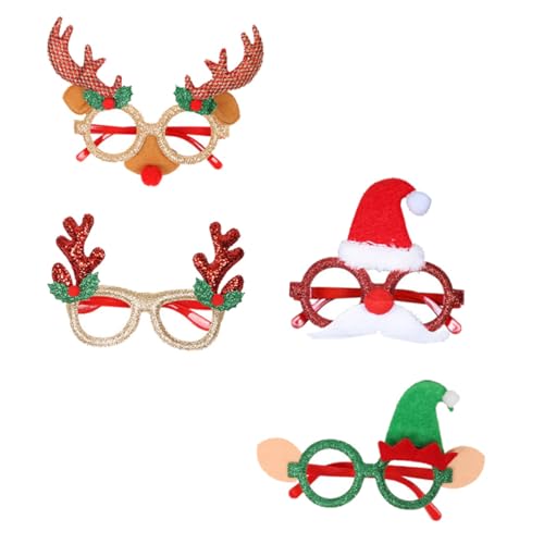 MOBUTOFU 4 Stück Teiliges Weihnachtsbrillen Weihnachtsmann-motiven Leichte Partybrillen für Festliche Kostümdekoration Komfortabel und Langlebig für Weihnachts von MOBUTOFU