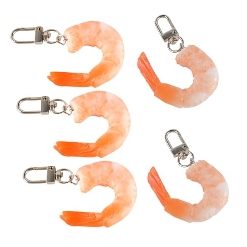 MOBUTOFU 5 Stück Teiliges Lustige Garnelen Schlüsselanhänger aus Robustem PVC Realistisch Gestaltete Garnelenform Dekorativer Taschenanhänger und Originelles Partygeschenk von MOBUTOFU